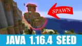 Minecraft Java 1.16.4 Seed: Spawn on a floating island with a house right above acacia village