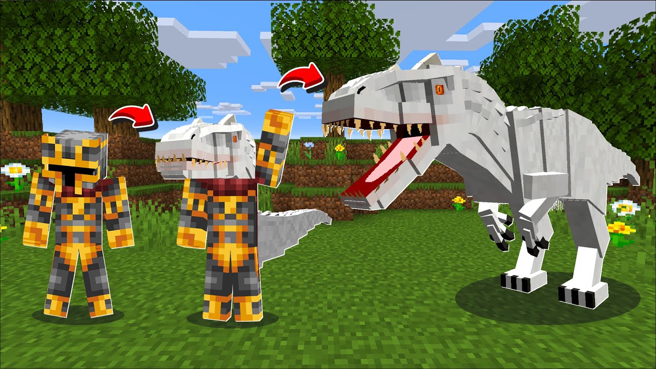 Minecraft Morphing As Indominus Rex From Jurassic World Dinosaur Mod Minecraft Mods 