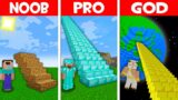 Minecraft NOOB vs PRO vs GOD: LONGEST STAIRS BUILD CHALLENGE! NOOB FOUND SECRET STAIRS! (Animation)