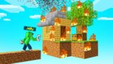 BURNING DOWN My Friends SKYBLOCK ISLAND! (Minecraft)