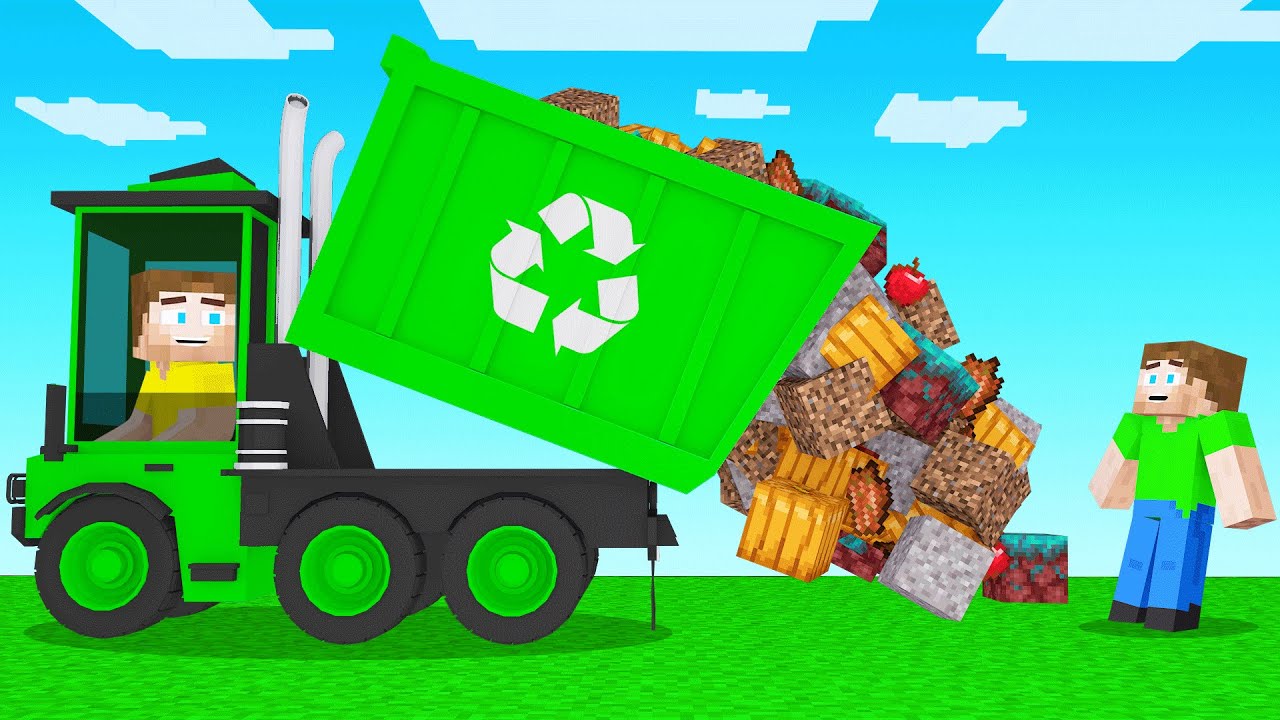 CLEANING UP GARBAGE In Minecraft! Minecraft videos