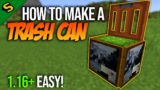 Minecraft How to make a Working Trash Can Tutorial 1.16+