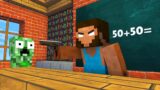 Monster School : HEROBRINE BROTHER BECAME A TEACHER – MATH LESSON CHALLENGE – Minecraft Animation