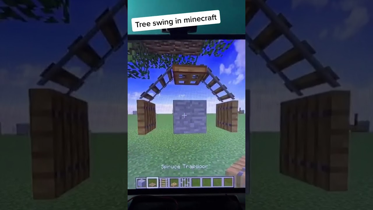 Swing Tree Minecraft Tutorial TREE SWING IN MINECRAFT TIKTOK HACKS - TUTORIAL #62 #SHORTS - Minecraft ...