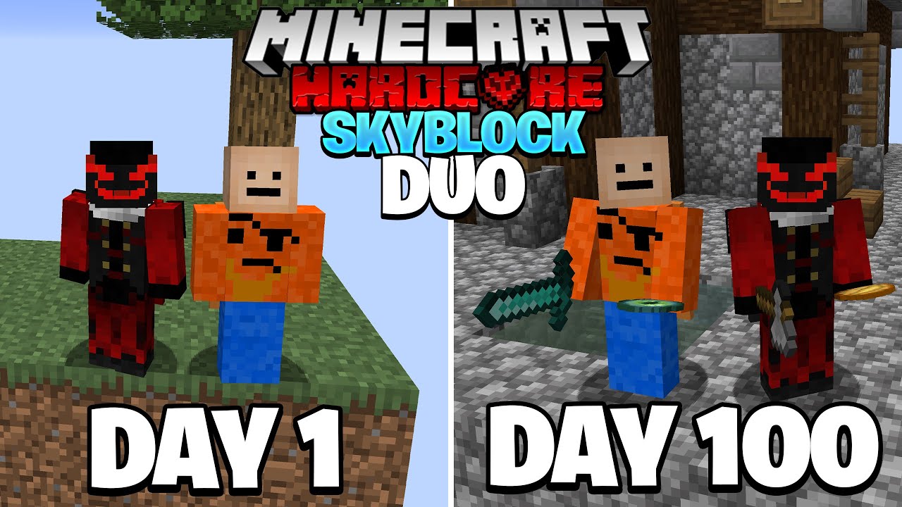 We Survived 100 Days In Hardcore Minecraft Skyblock Duo Minecraft Hardcore 100 Days 6379