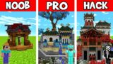 Minecraft: FAMILY JAPANESE HOUSE BUILD CHALLENGE – NOOB vs PRO vs HACKER in Minecraft Animations