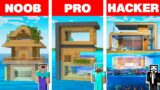 Minecraft NOOB vs PRO vs HACKER: MODERN WATER HOUSE BUILD CHALLENGE in Minecraft Animation