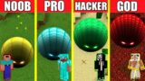 Minecraft Battle: TUNNEL HOUSE BUILD CHALLENGE – NOOB vs PRO vs HACKER vs GOD / Animation PIT HOLE
