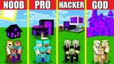 Minecraft Battle: NETHER PORTAL HOUSE BUILD CHALLENGE – NOOB vs PRO vs HACKER vs GOD / Animation END