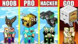 Minecraft Battle: SKY MOB STATUE HOUSE BUILD CHALLENGE – NOOB vs PRO vs HACKER vs GOD / Animation