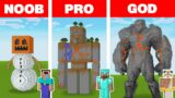 Minecraft NOOB vs PRO vs GOD: GOLEM STATUE HOUSE BUILD CHALLENGE in Minecraft Animation