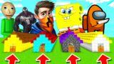 Minecraft PE : DO NOT CHOOSE THE WRONG LONG HOUSE! (Among US, Spongebob, Preston & Venom)