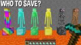 WHO to SAVE DIAMOND ENDERMAN or RAINBOW or EMERALD or GOLD or BEDROCK or DIRT in Minecraft ???