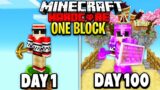 I Survived 100 Days on ONE BLOCK in Hardcore Minecraft.. Here's What Happened..