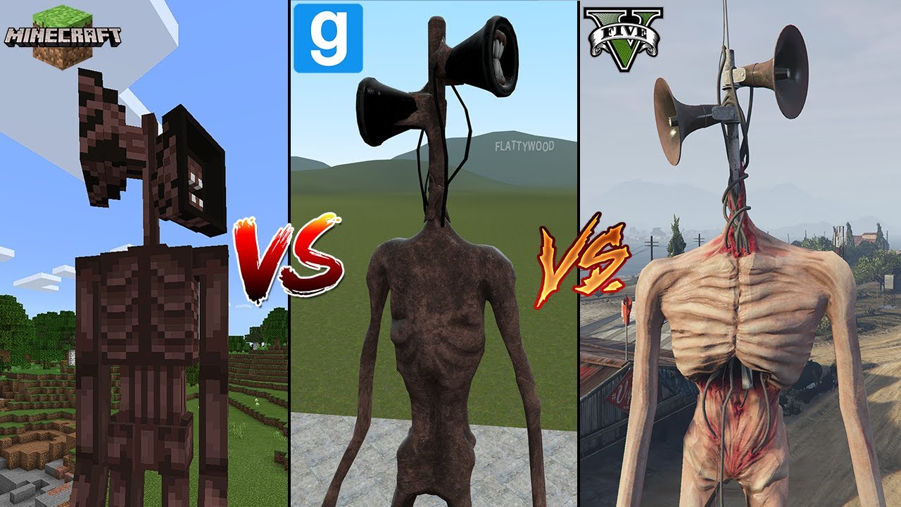 MINECRAFT SIREN HEAD VS GMOD SIREN HEAD VS GTA 5 SIREN HEAD!! Garry's