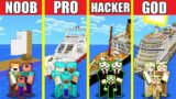 Minecraft Battle: BOAT HOUSE BUILD CHALLENGE – NOOB vs PRO vs HACKER vs GOD / Animation SHIP YACHT