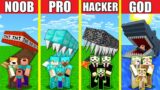 Minecraft Battle: UNDERGROUND HOUSE BUILD CHALLENGE – NOOB vs PRO vs HACKER vs GOD Animation BUNKER