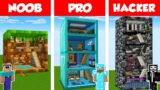 Minecraft NOOB vs PRO vs HACKER: BLOCK HOUSE BUILD CHALLENGE in Minecraft / Animation