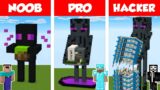 Minecraft NOOB vs PRO vs HACKER: ENDERMAN STATUE HOUSE BUILD CHALLENGE in Minecraft / Animation