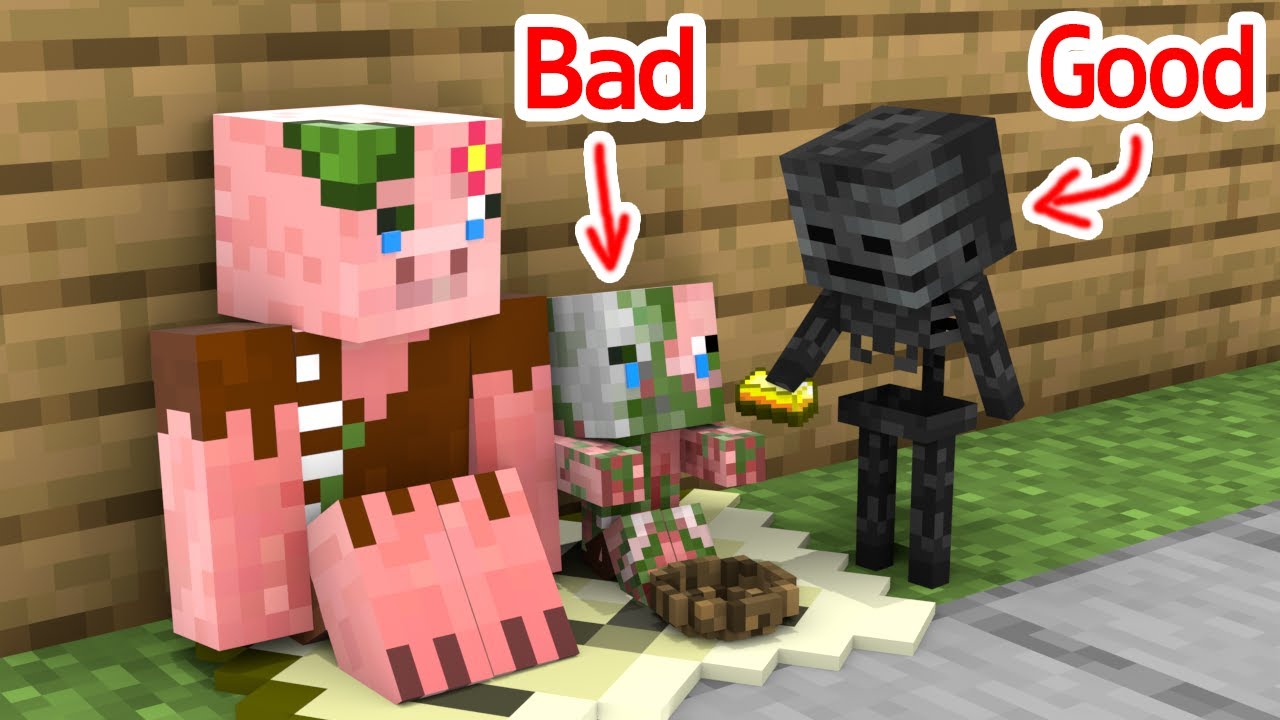 Monster School Bad Baby Zombie Pigman and Good Baby Wither Skeleton
