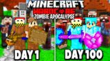 WE Survived 100 Days of HARDCORE Minecraft in a ZOMBIE APOCALYPSE…