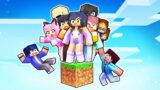 10 Friends On ONE BLOCK In Minecraft!