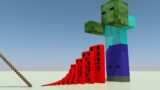 Giant Red Dominoes and Minecraft Steve VS Giant Zombie [Steve Kicked Softbody Zombie]