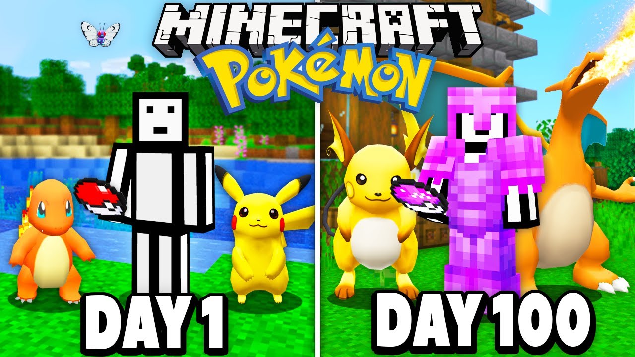 I Spent 100 Days In Minecraft Pixelmon Pokemon In Minecraft Minecraft Videos