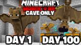 I Survived 100 Days as a BAT in Hardcore Minecraft.. Minecraft Hardcore 100 Days Cave Only World