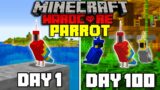 I Survived 100 Days as a PARROT in Hardcore Minecraft… Minecraft Hardcore 100 Days