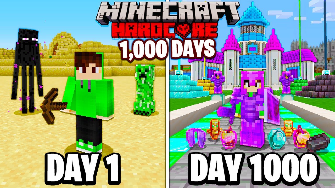 I Survived 1000 Days in HARDCORE Minecraft... - Minecraft videos