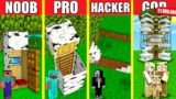 Minecraft Battle: MODERN TREE HOUSE BUILD CHALLENGE – NOOB vs PRO vs HACKER vs GOD / Animation OAK
