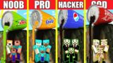 Minecraft Battle: SODA HOUSE BUILD CHALLENGE – NOOB vs PRO vs HACKER vs GOD / Animation COCA COLA