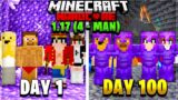 We Survived 100 Days In Minecraft on the 1.17 Cave Update – ( Squads )