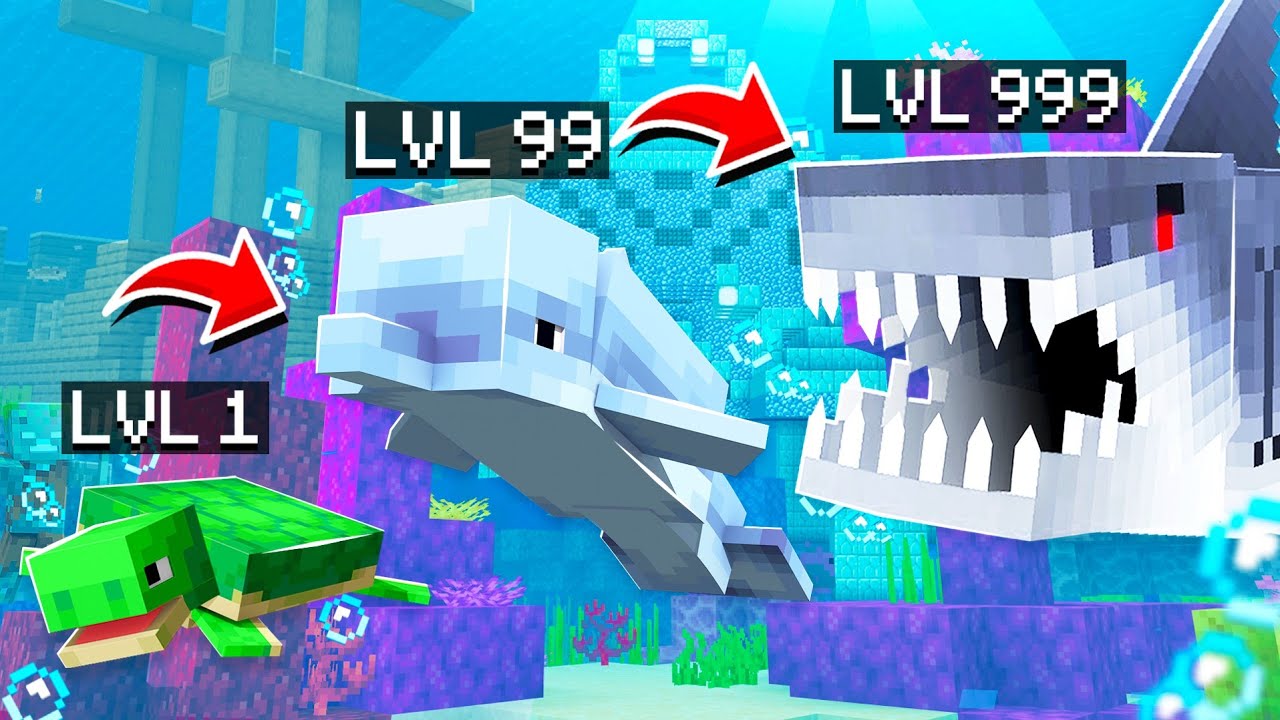 Eat SHARKS to GROW in MINECRAFT! - Minecraft videos