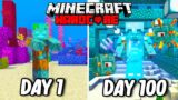 I Survived 100 Days as a DROWNED in Hardcore Minecraft… Minecraft Hardcore 100 Days