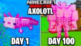 I Survived 100 Days as an AXOLOTL in Hardcore Minecraft…