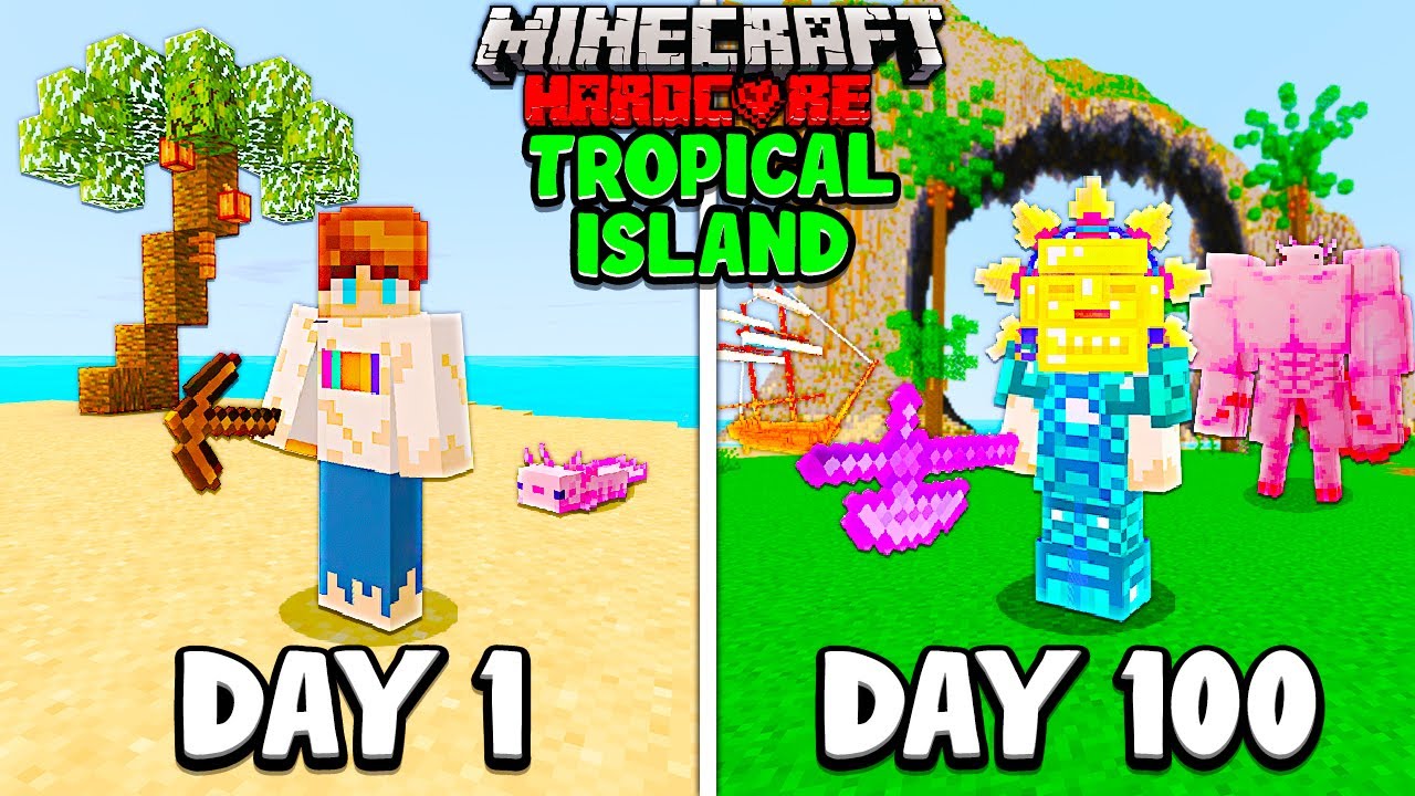 I Survived 100 Days On A Tropical Island In Hardcore Minecraft Minecraft Videos 7895