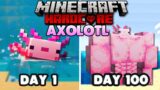 I Survived 100 days As An AXOLOTL in 1.17 Hardcore Minecraft…