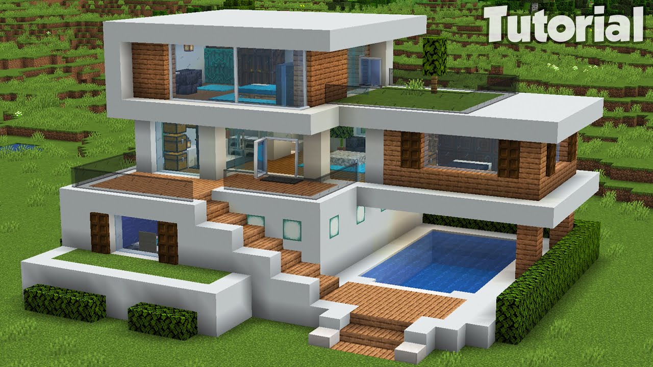 Minecraft How To Build A Large Modern House Tutorial Easy 