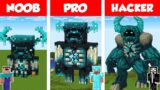 Minecraft NOOB vs PRO vs HACKER: WARDEN STATUE HOUSE BUILD CHALLENGE in Minecraft / Animation