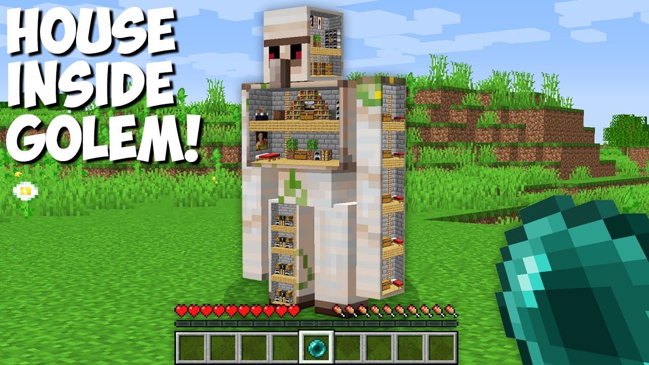 How to LIVE INSIDE a IRON GOLEM in Minecraft ? HOUSE INSIDE GOLEM