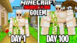 I Survived 100 Days AS A IRON GOLEM in Hardcore Minecraft!