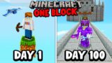 I Survived 100 Days on ONE BLOCK in Minecraft…