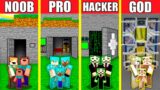 Minecraft Battle: MOUNTAIN ENTRANCE HOUSE BUILD CHALLENGE – NOOB vs PRO vs HACKER vs GOD / Animation