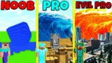 Minecraft Battle: NOOB vs PRO vs EVIL PRO: TSUNAMI BUILD CHALLENGE / Animation