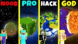 Minecraft Battle: PLANET HOUSE BUILD CHALLENGE – NOOB vs PRO vs HACKER vs GOD / Animation