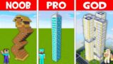 Minecraft NOOB vs PRO vs GOD: SKYSCRAPER HOUSE BUILD CHALLENGE! NOOB FOUND SKYSCRAPER! (Animation)