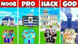 Minecraft: POLICE DEPARTMENT BUILD CHALLENGE – NOOB vs PRO vs HACKER vs GOD