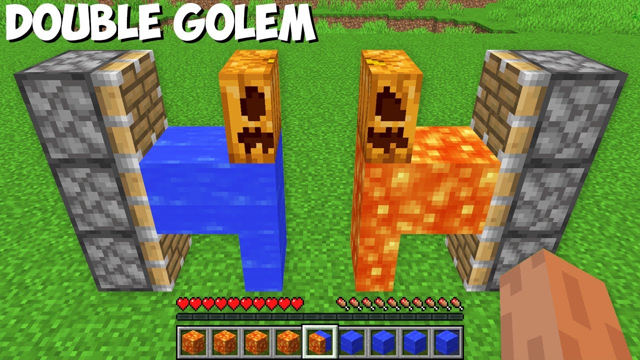 How to CREATE A DOUBLE GOLEM in Minecraft ? LAVA WATER GOLEM